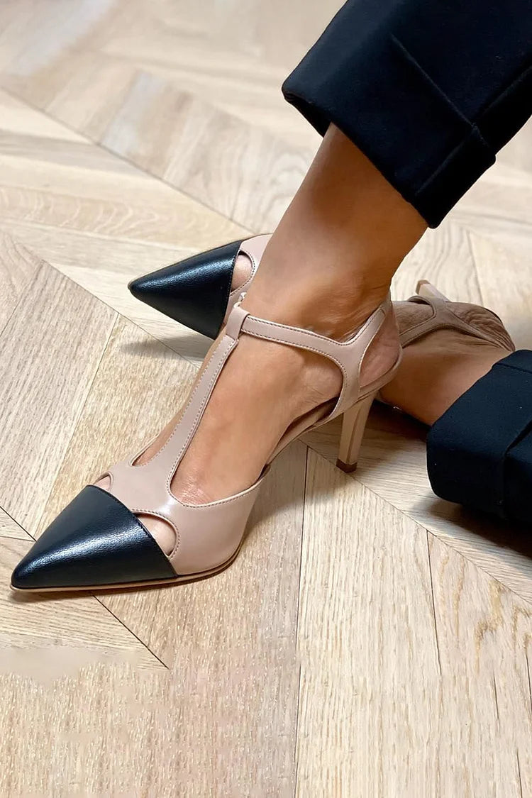 Bicolor-Flachschuh mit Riemchen