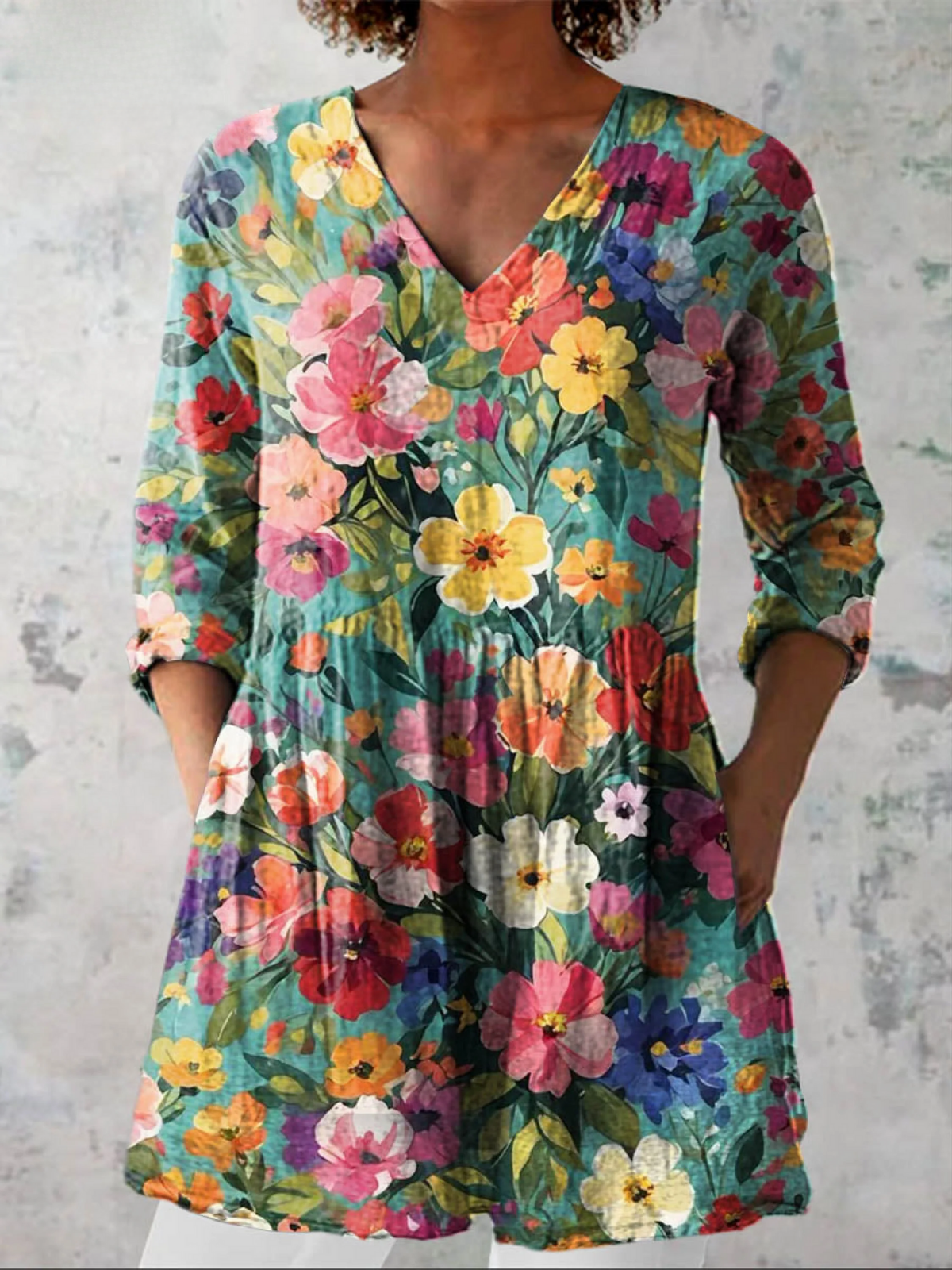 Ines | Lange V-Ausschnitt Bluse