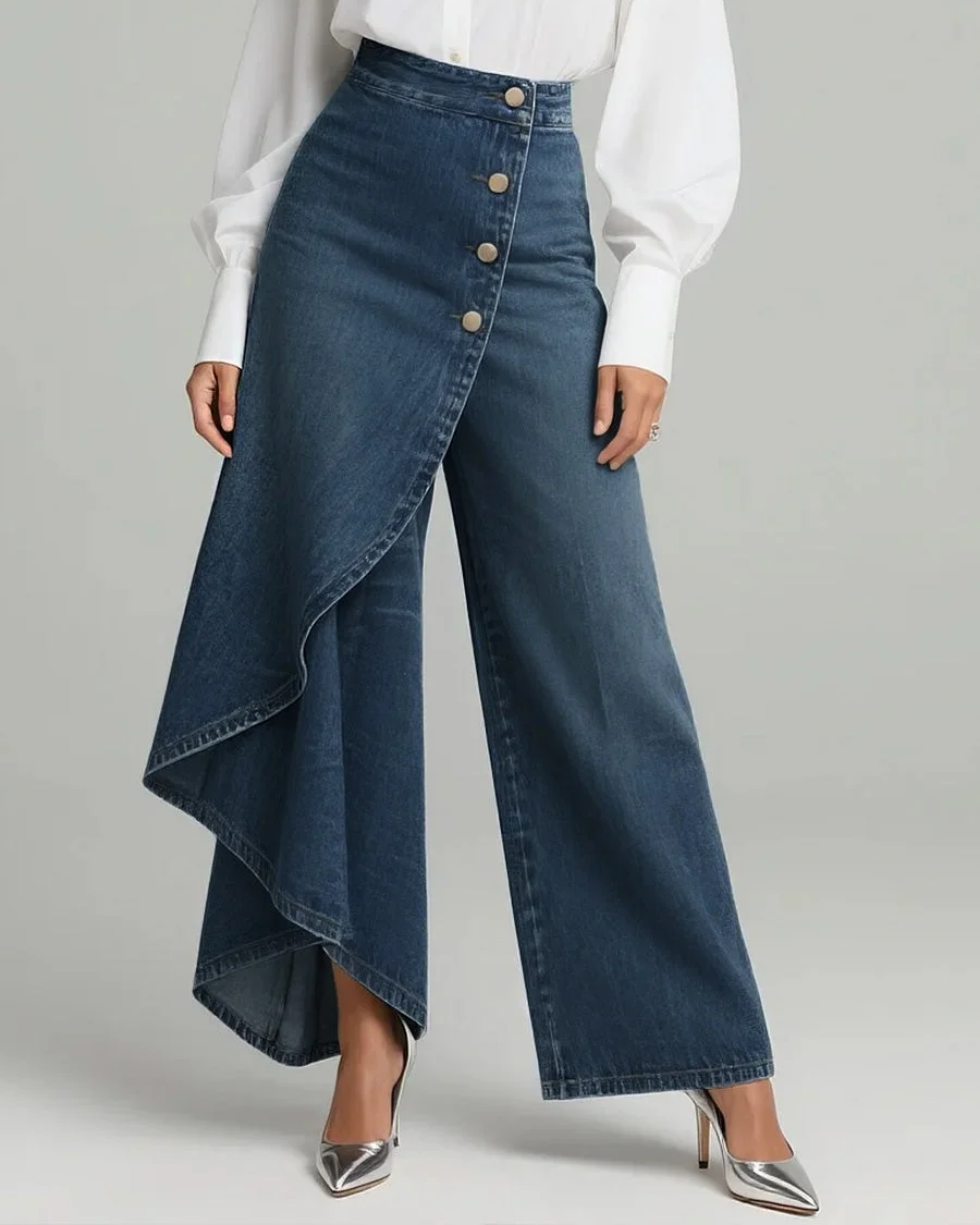 Nicole | Vintage-Denimbluse mit Blumenmuster