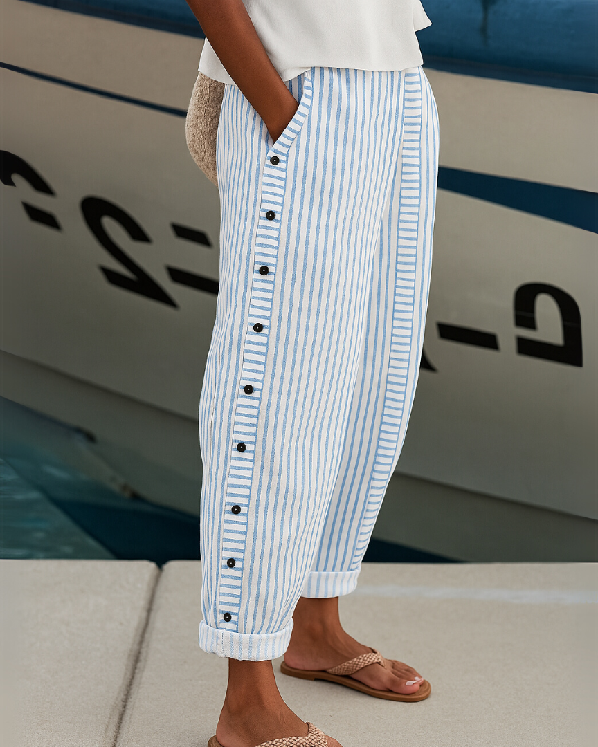 Diane – Gestreifte Seabreeze-Hose mit Knopfleiste