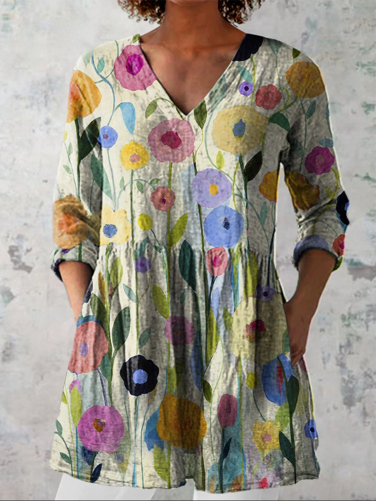 Blaire | Lange V-Ausschnitt Bluse