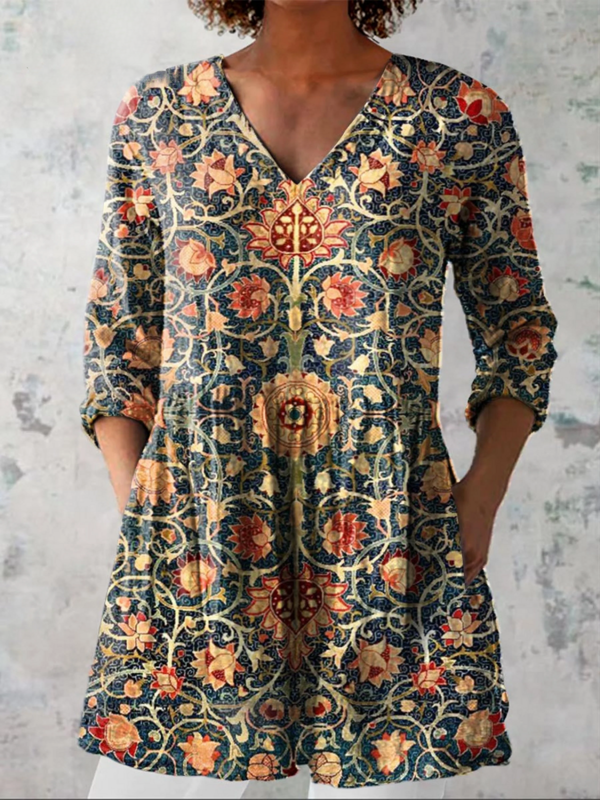 Elara | Lange V-Ausschnitt Bluse