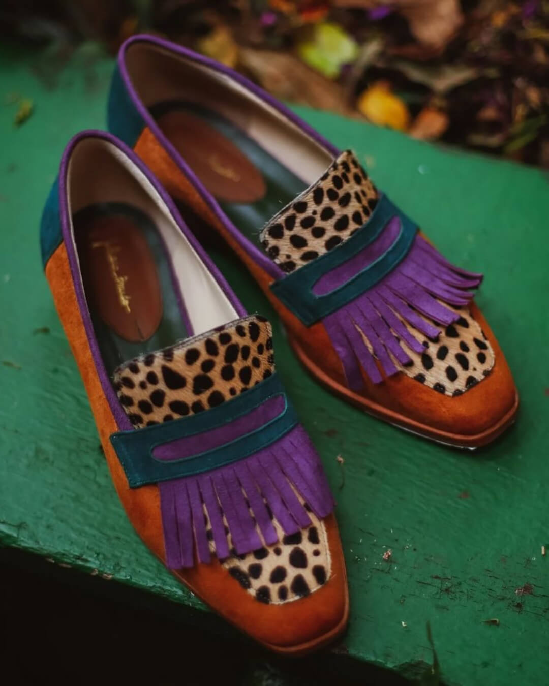 Loafer mit Fransen und Animal-Print