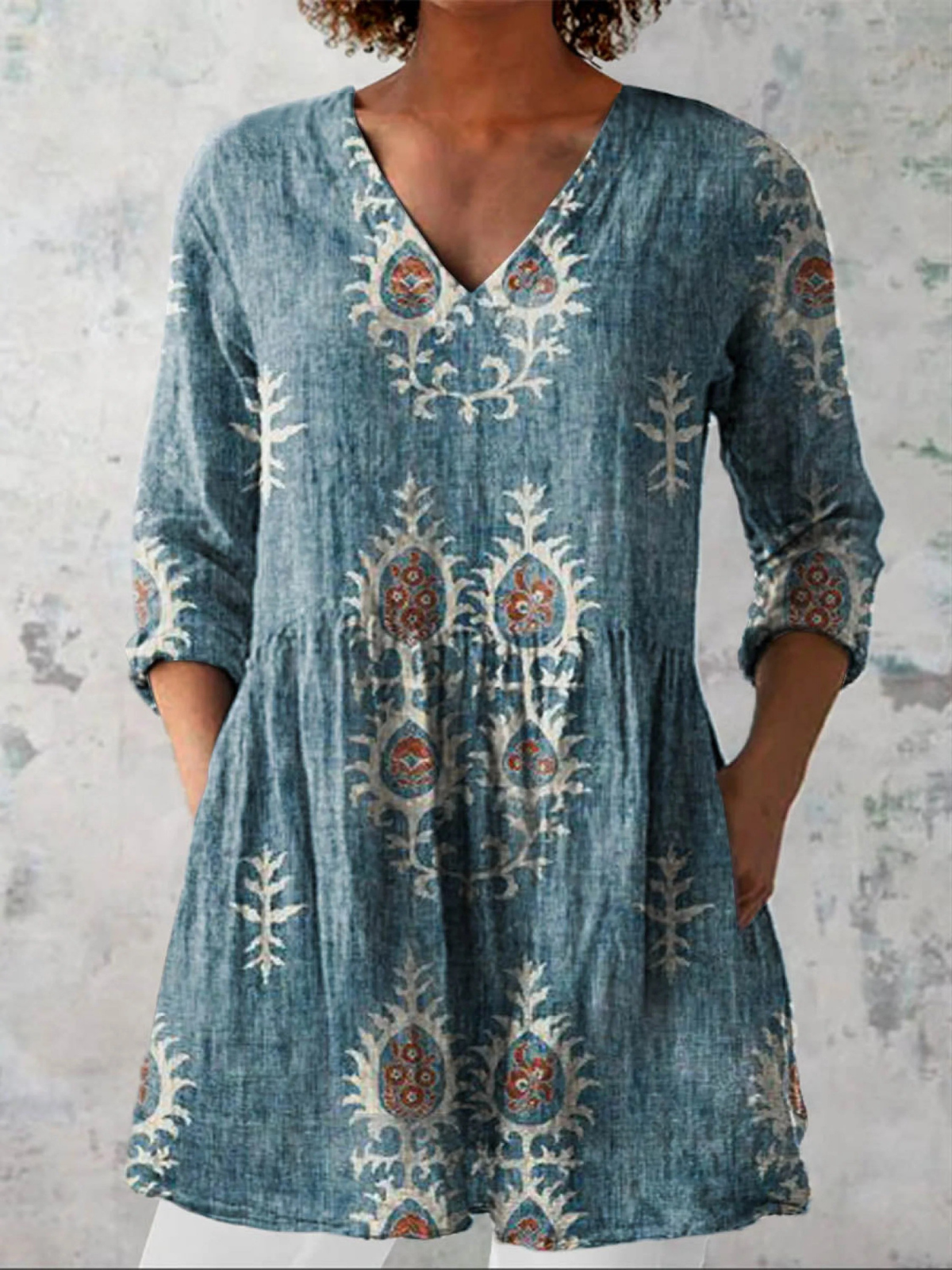 Maeve | Lange V-Ausschnitt Bluse