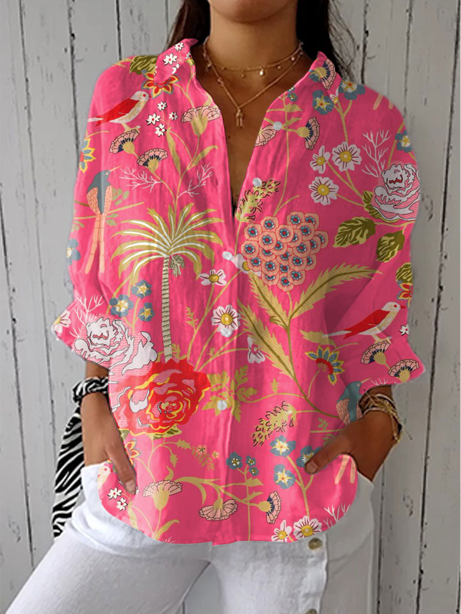 Floriana – Tropische Blumenbluse