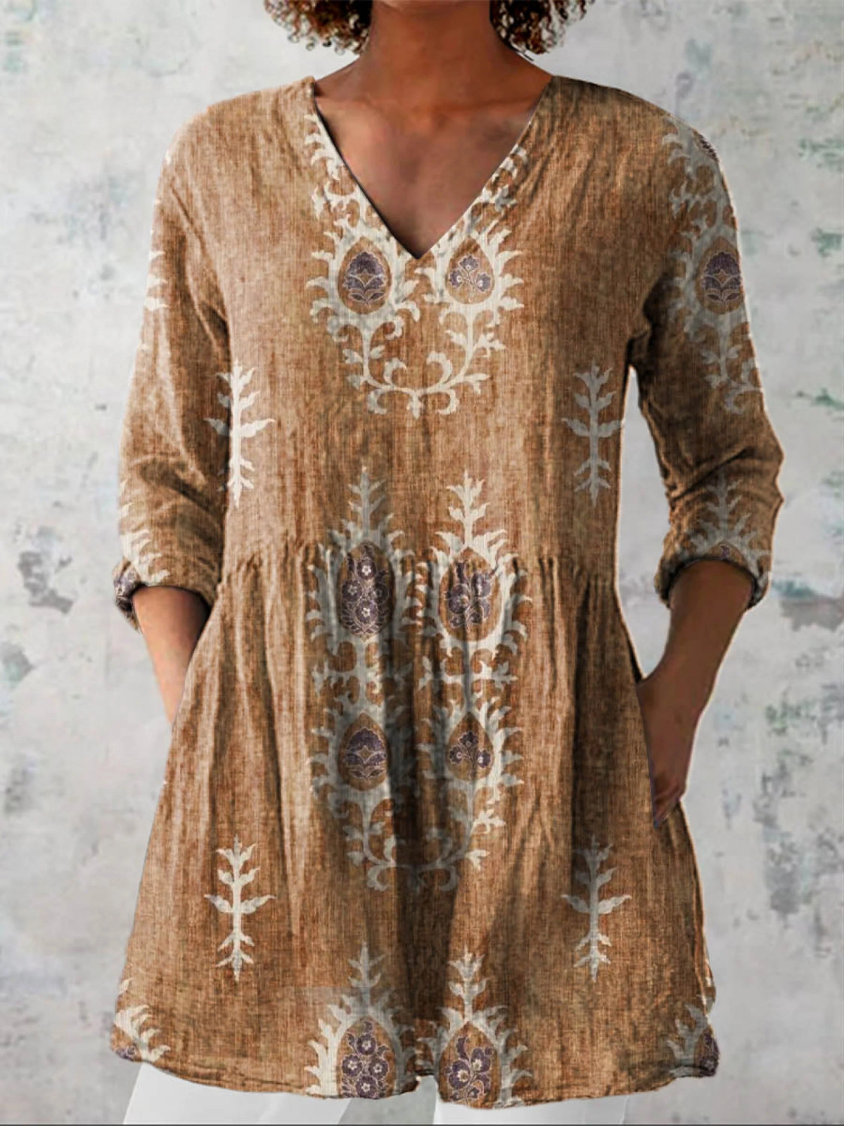 Maeve | Lange V-Ausschnitt Bluse