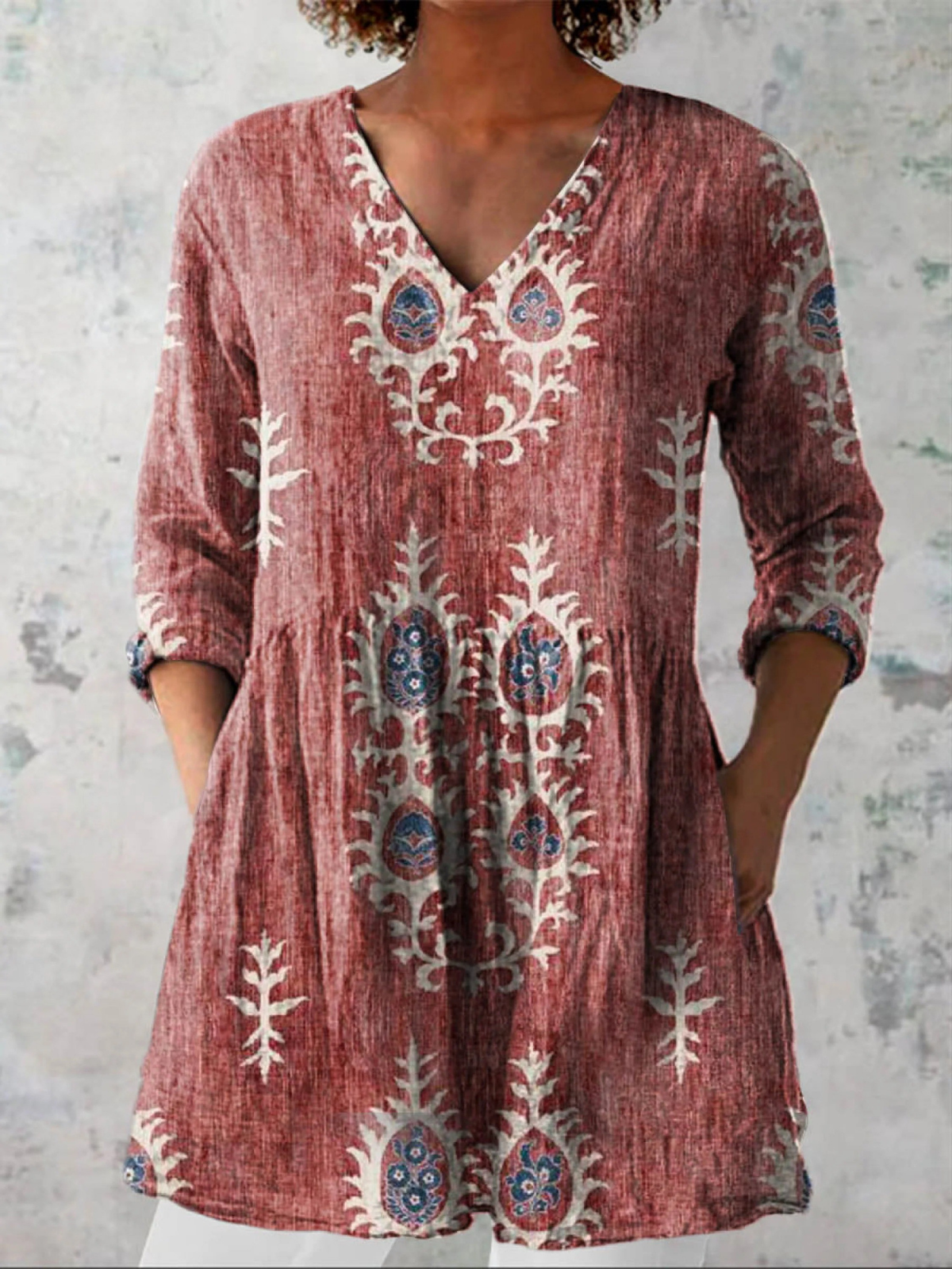 Maeve | Lange V-Ausschnitt Bluse