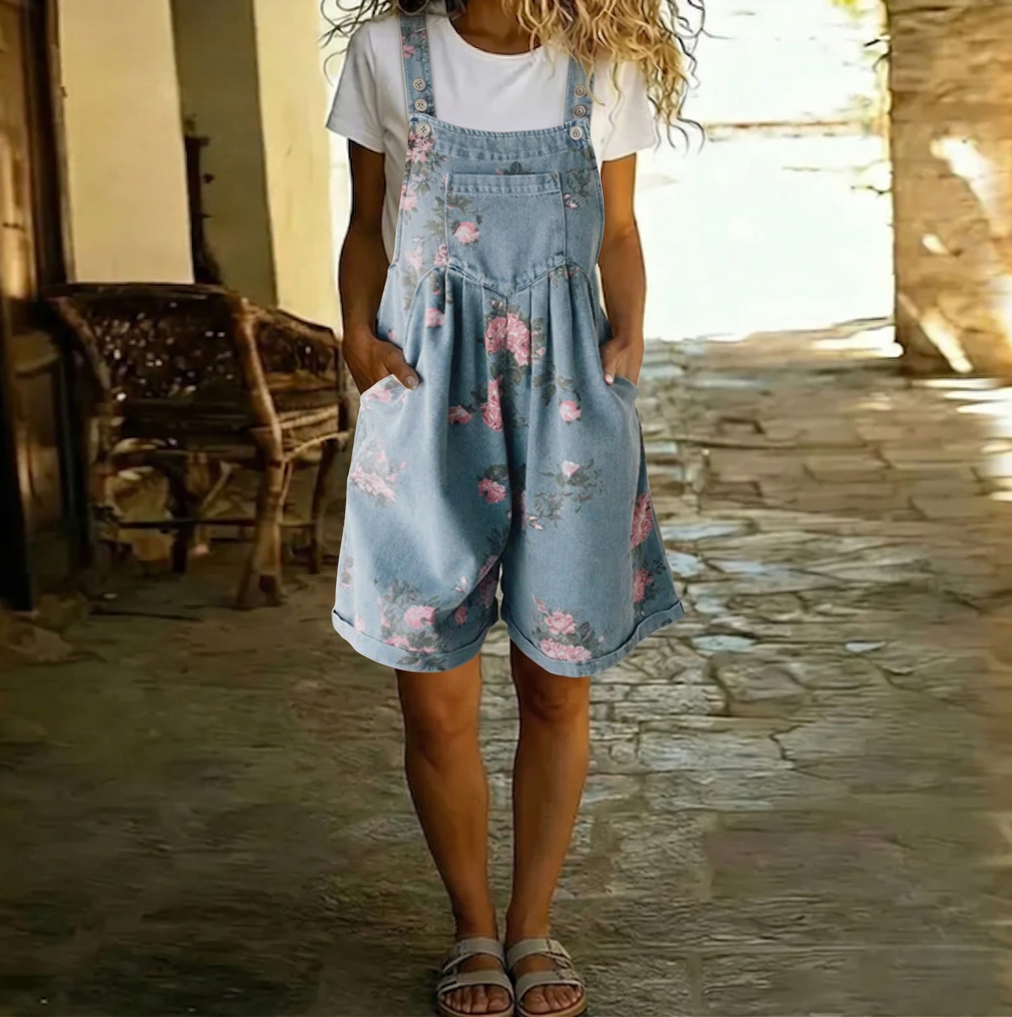 Harper | Denim-Jumpsuit mit elastischer Taille