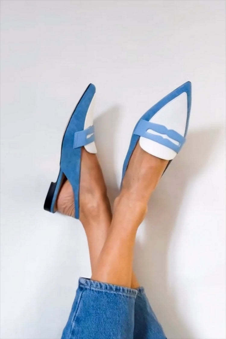 Blaue Slingback-Loafer