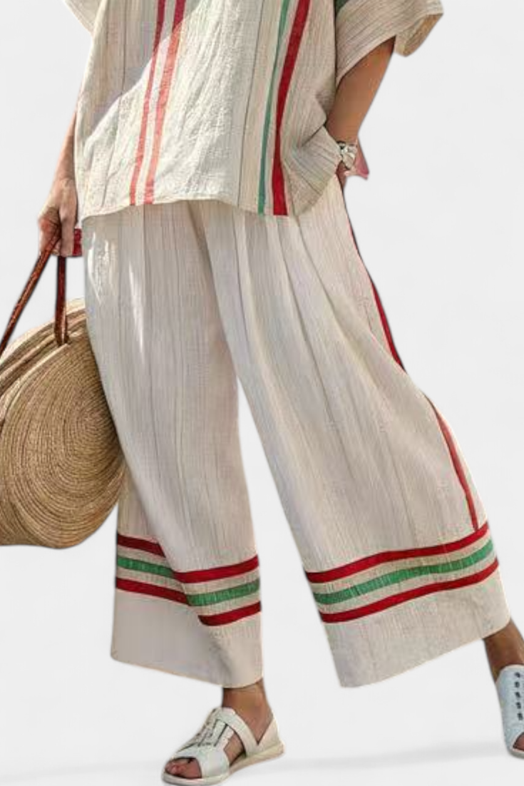 Bente – Bequeme Boho-Print Bluse & Locker Fallende Hose