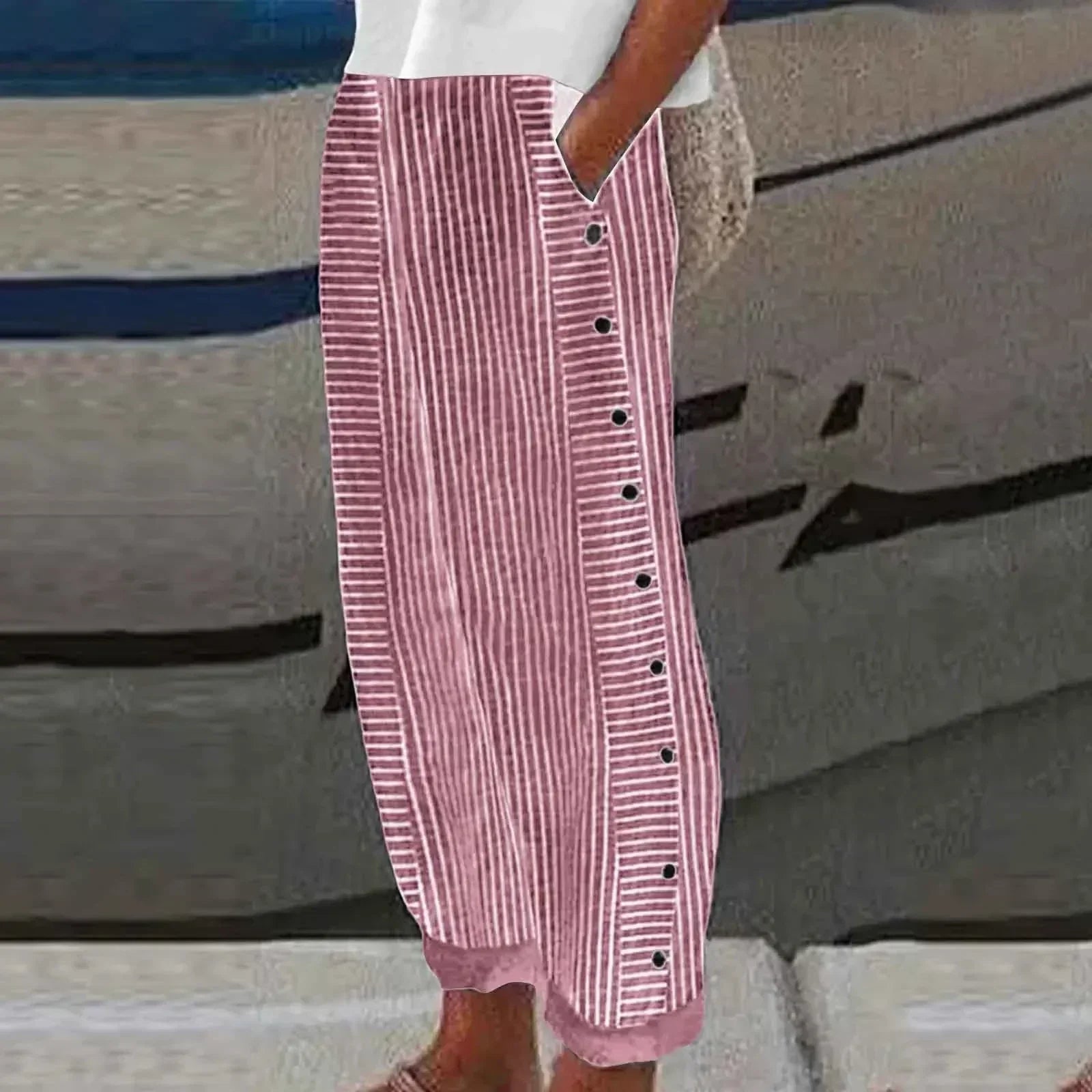 Sharon – Gestreifte Seabreeze-Hose mit Knopfleiste