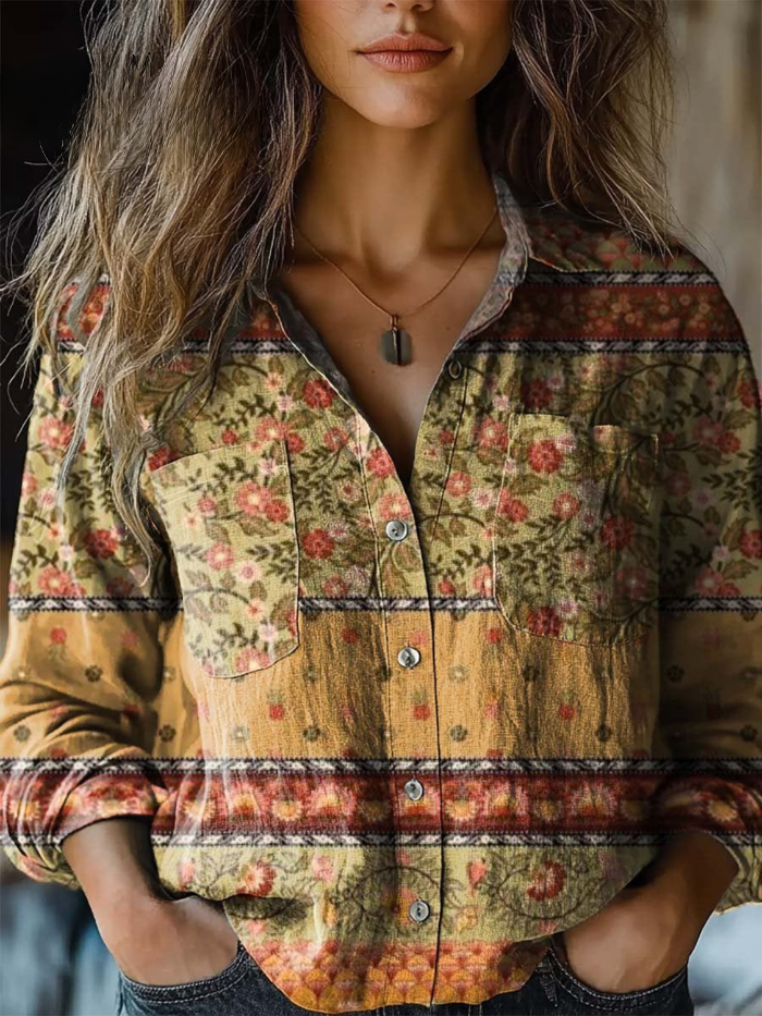 Patchwork Blumen Bluse