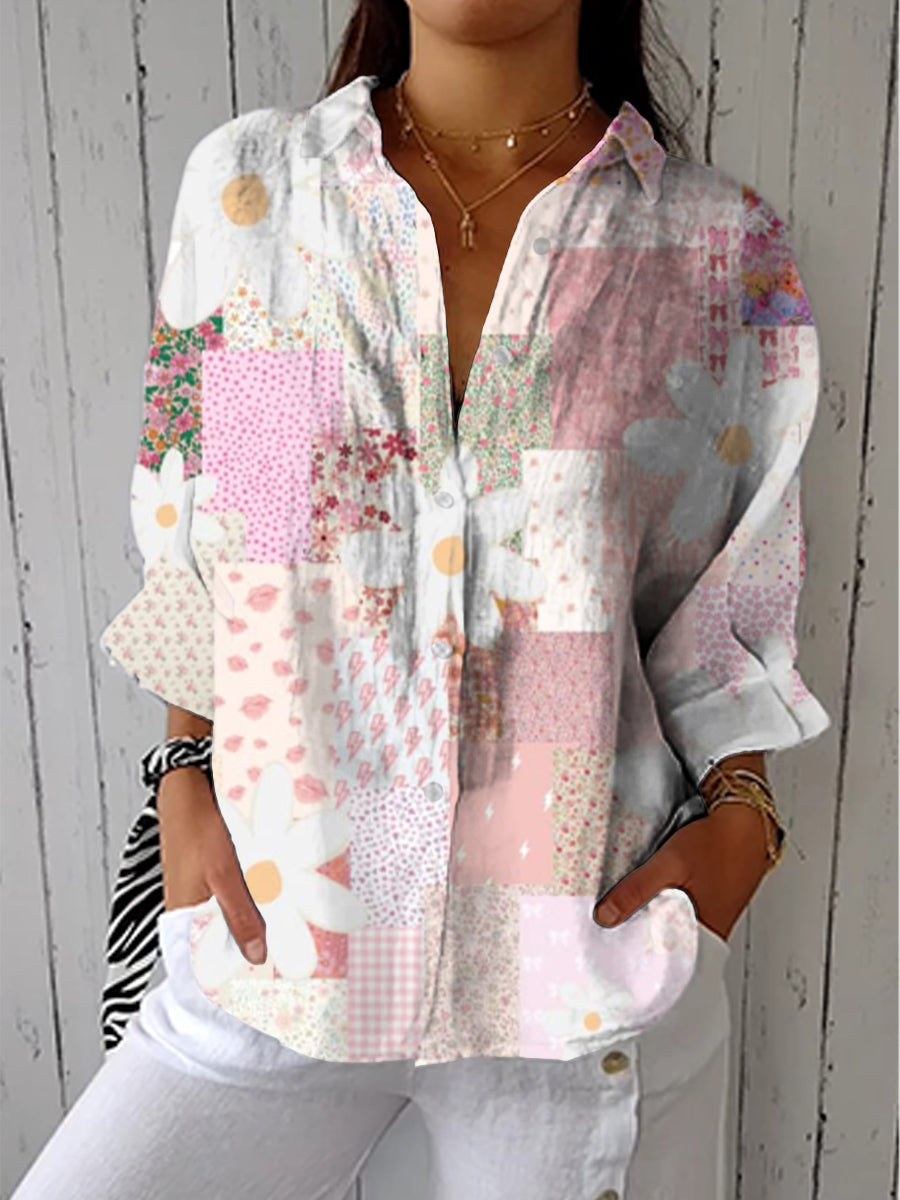 Fanny – Patchwork-Gänseblümchen Bluse