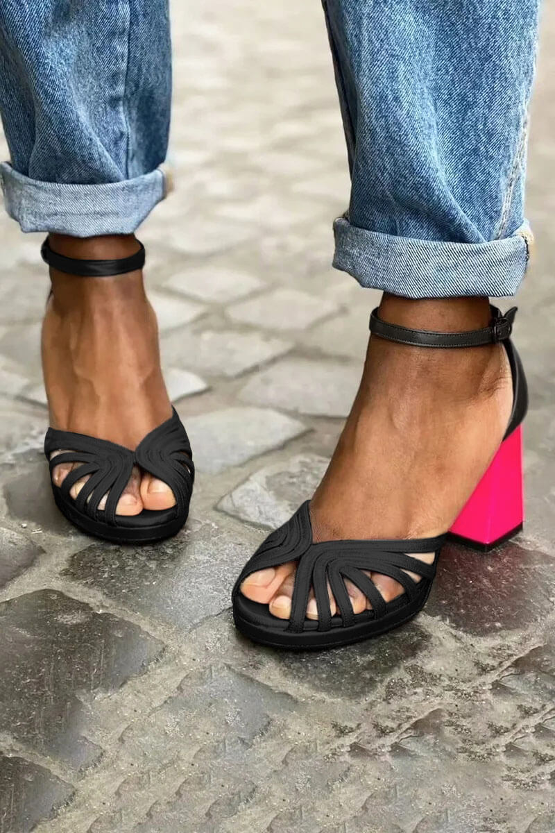 Bicolor-Absatzsandalen
