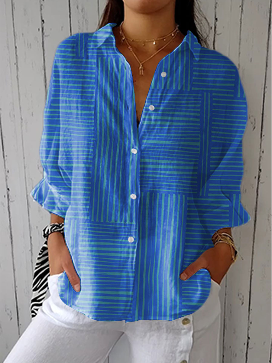 Feline – Azur gestreifte Bluse