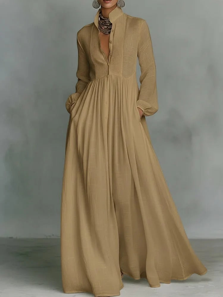 Selene | Fließendes Maxikleid mit Knopfleiste vorne