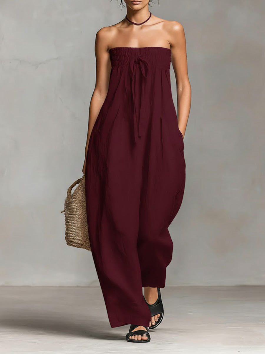 Nova | Trägerloses fließendes Maxikleid