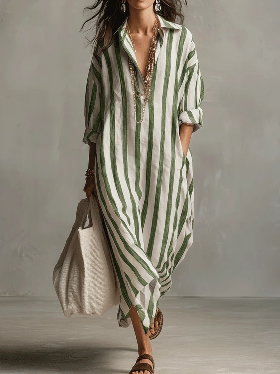 Liora | Gestreiftes Oversize-Maxikleid