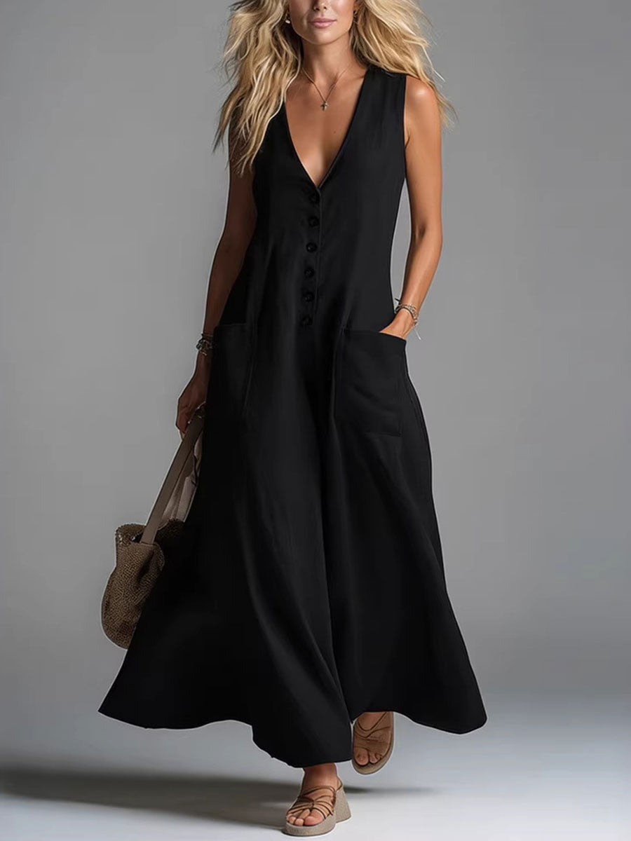 Noa | Fließendes Maxikleid mit Knopfleiste