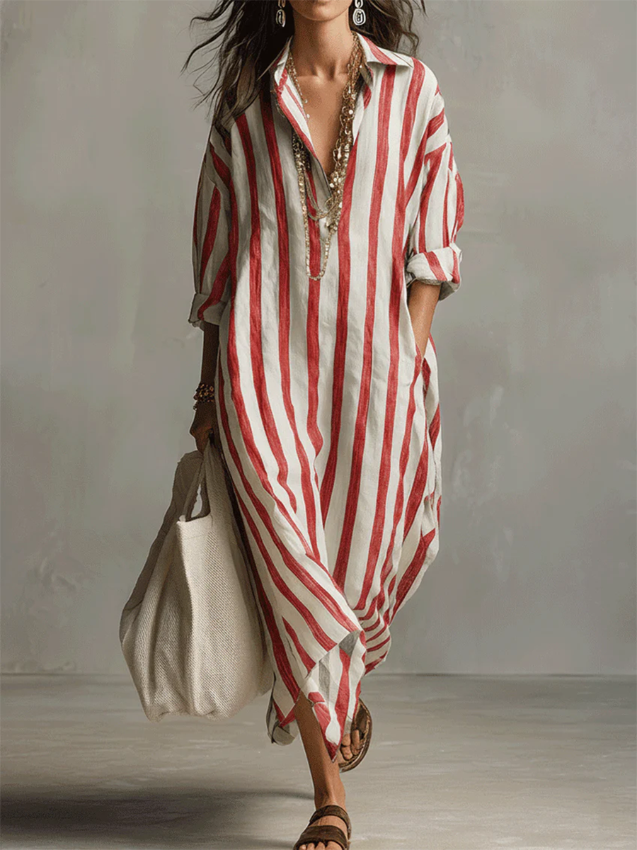 Liora | Gestreiftes Oversize-Maxikleid