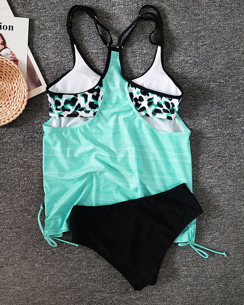 Augustus – Einfarbiger Tankini mit Leopardenprint