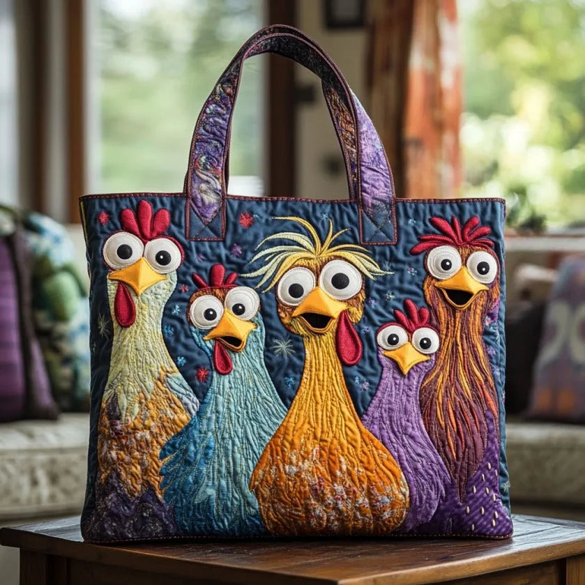 Gesteppte Tasche Fünf Bunte Hühner