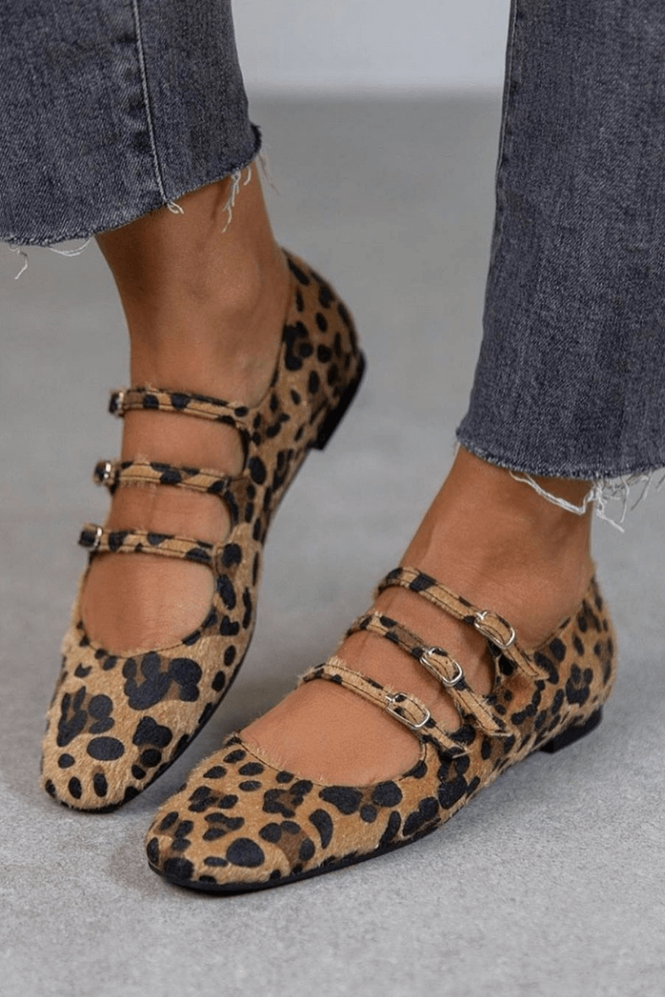 Leoparden-Flats mit Schnalle
