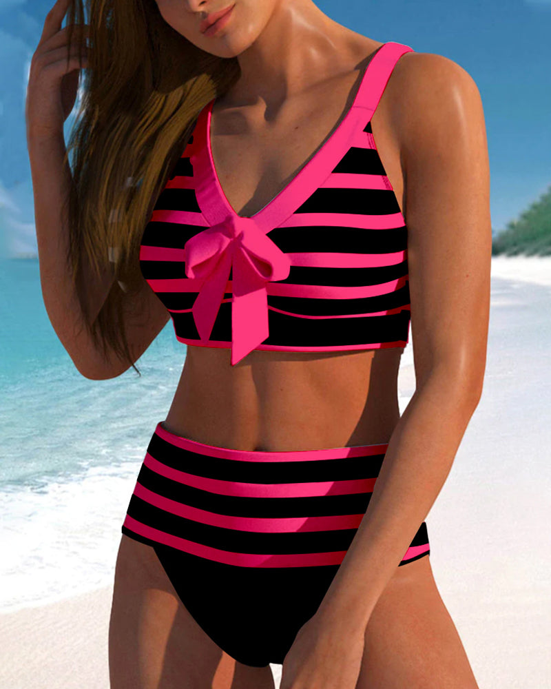 Lula | Gestreifter High-Waist-Bikini