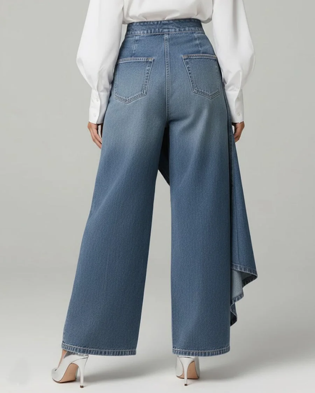 Nicole | Vintage-Denimbluse mit Blumenmuster