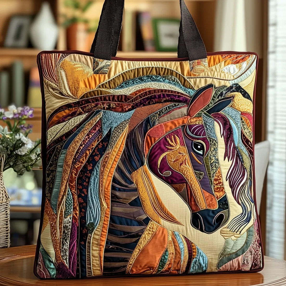 Gesteppte Tasche Pferd Mosaik Multicolor