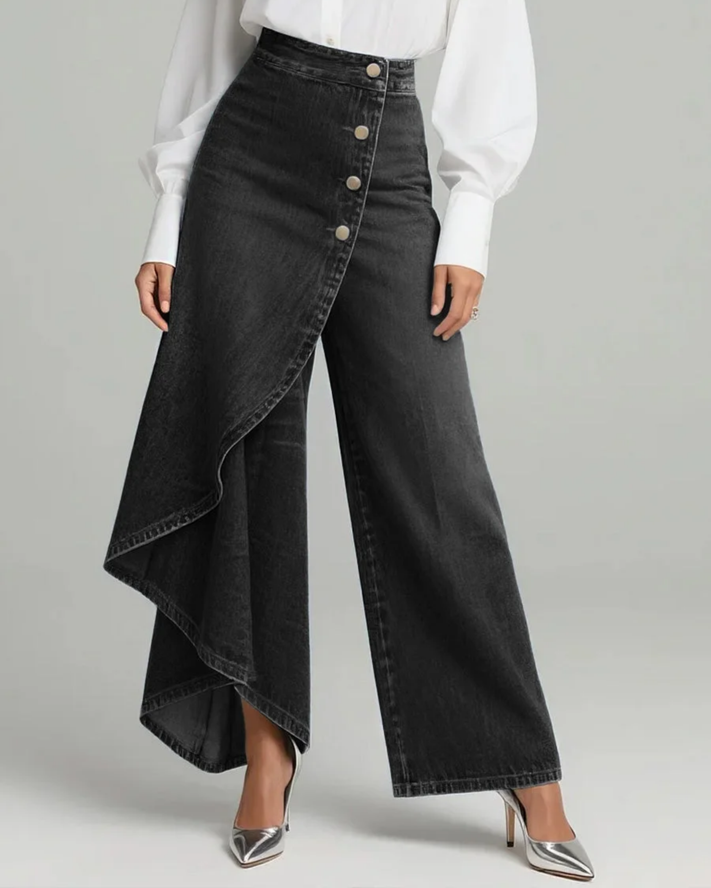 Nicole | Vintage-Denimbluse mit Blumenmuster
