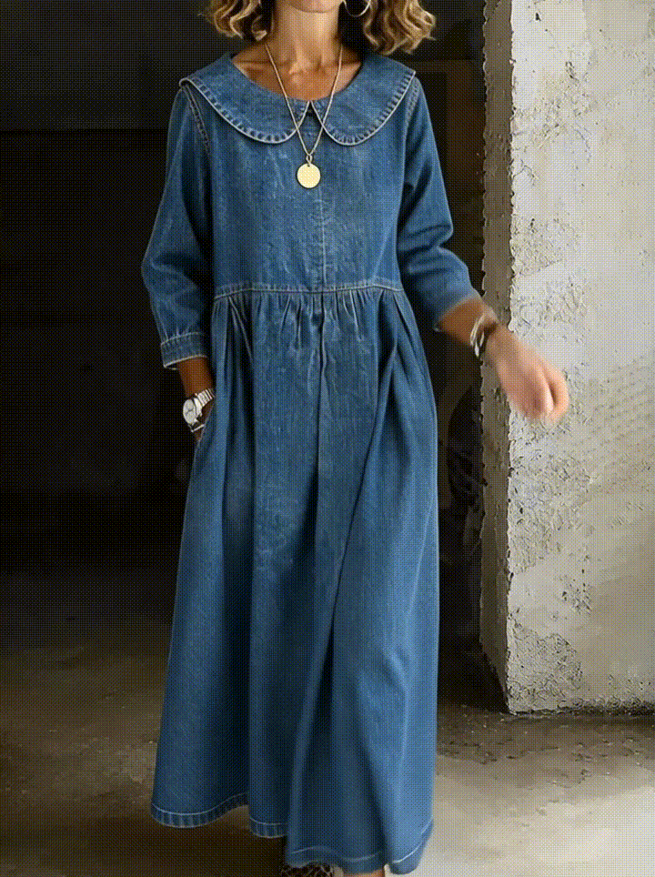 Vera | Langes Denimkleid mit Knöpfen