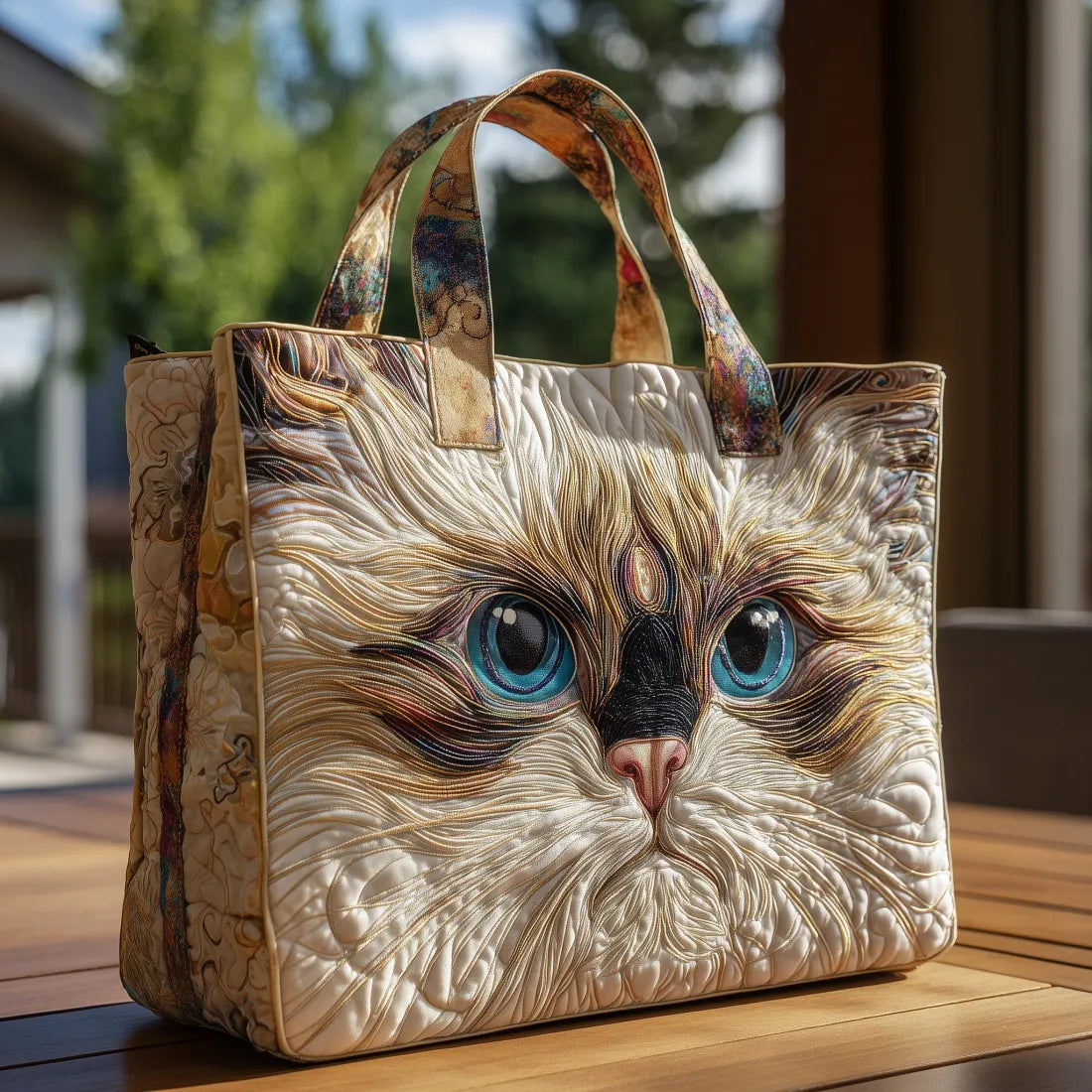 Gesteppte Tasche Weiße Katze mit Blauen Augen