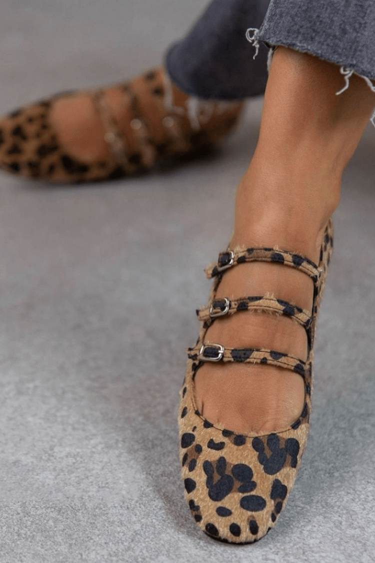 Leoparden-Flats mit Schnalle