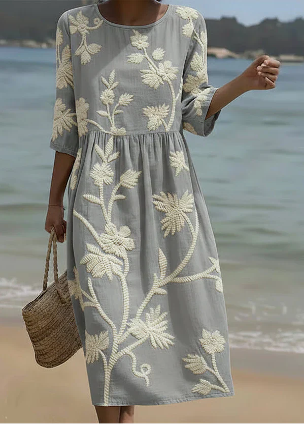 Ashley | Midikleid mit Pflanzen- und Blumenprint