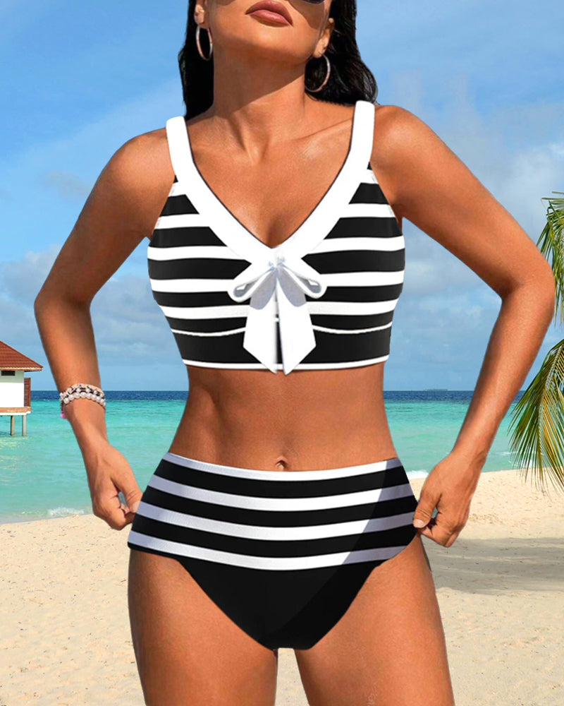 Lula | Gestreifter High-Waist-Bikini