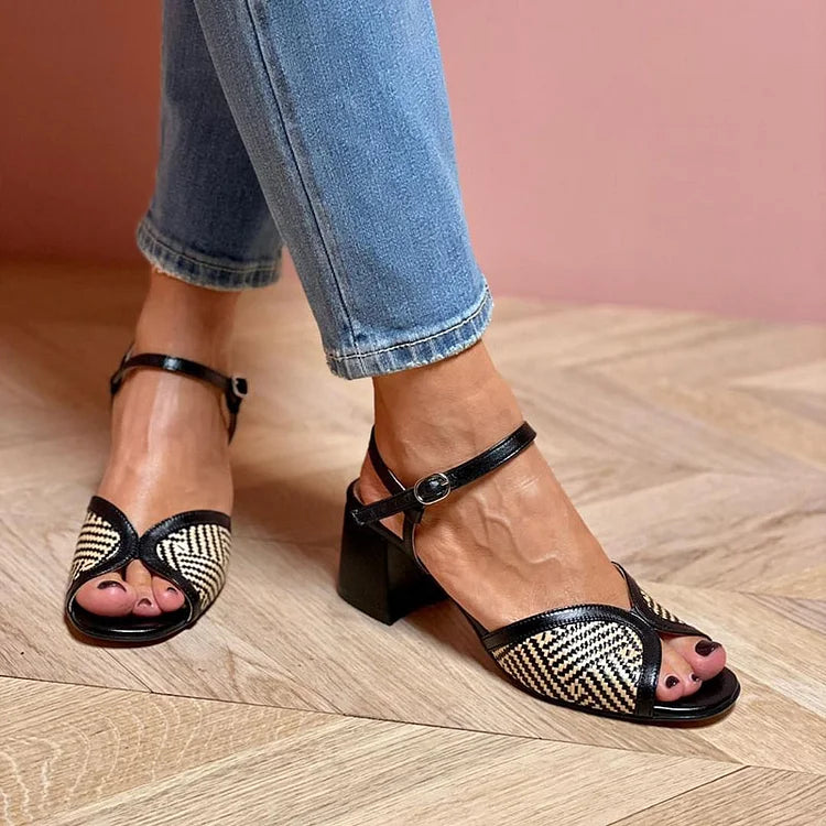 Retro-Sandalen mit mittelhohem Absatz