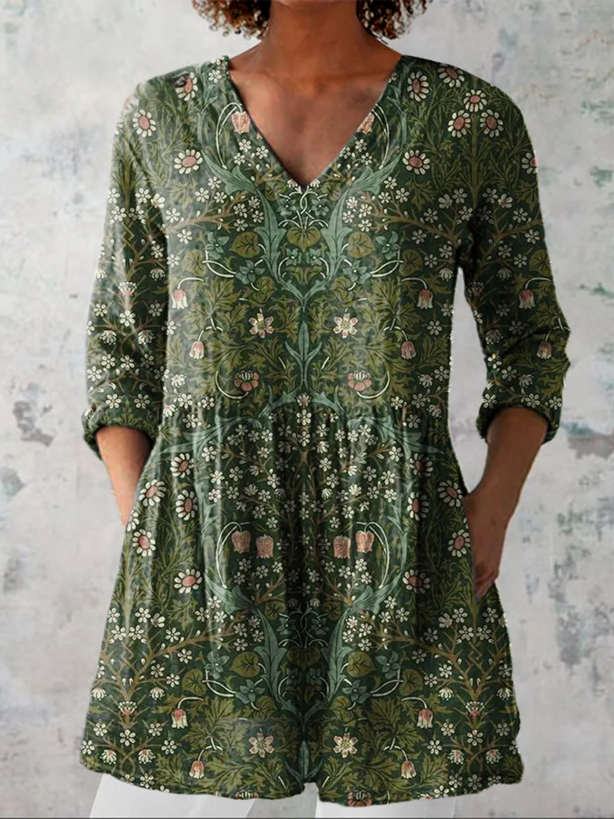 Addison | Lange V-Ausschnitt Bluse