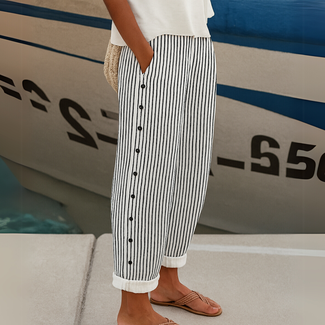 Diane – Gestreifte Seabreeze-Hose mit Knopfleiste