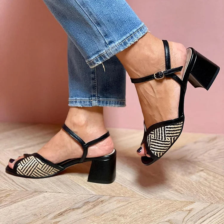 Retro-Sandalen mit mittelhohem Absatz