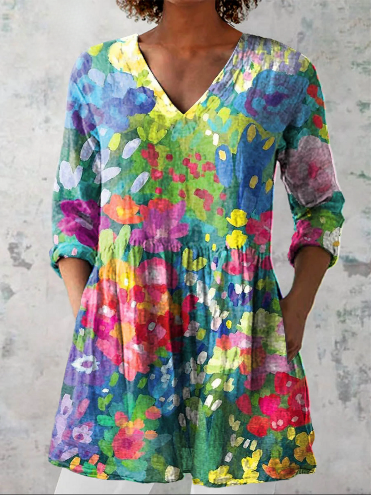 Cali | Lange V-Ausschnitt Bluse