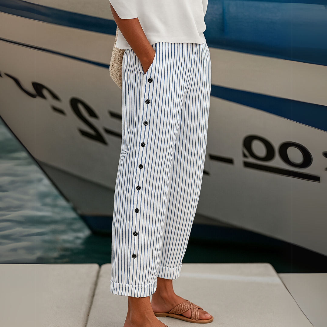 Diane – Gestreifte Seabreeze-Hose mit Knopfleiste