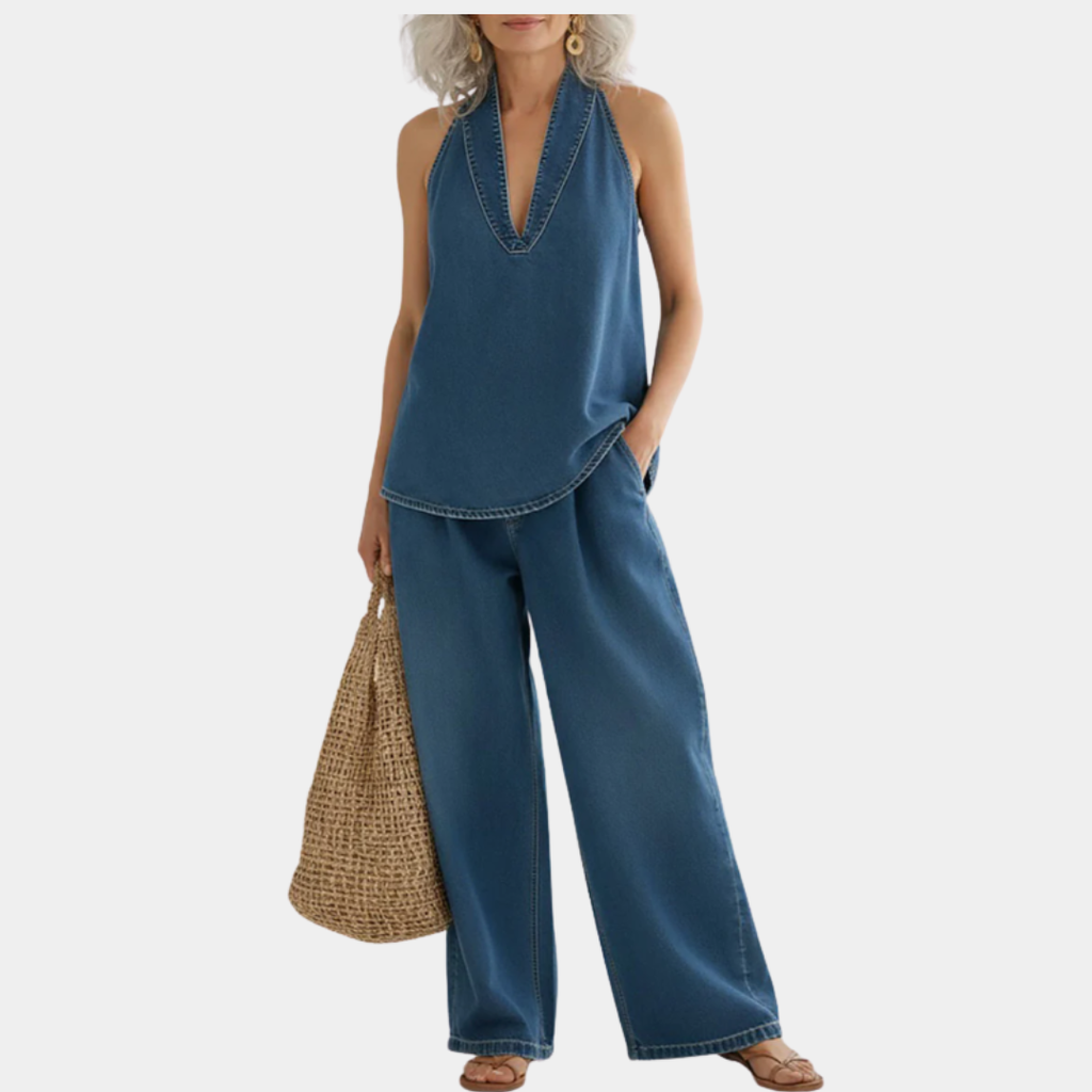 Julia | Denimkleid mit Vintage-Spitzendetails