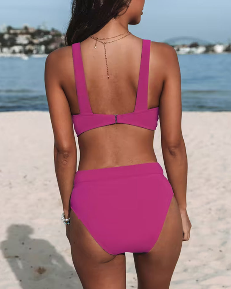 Hilde – Einfarbiger Badeanzug mit hoher Taille