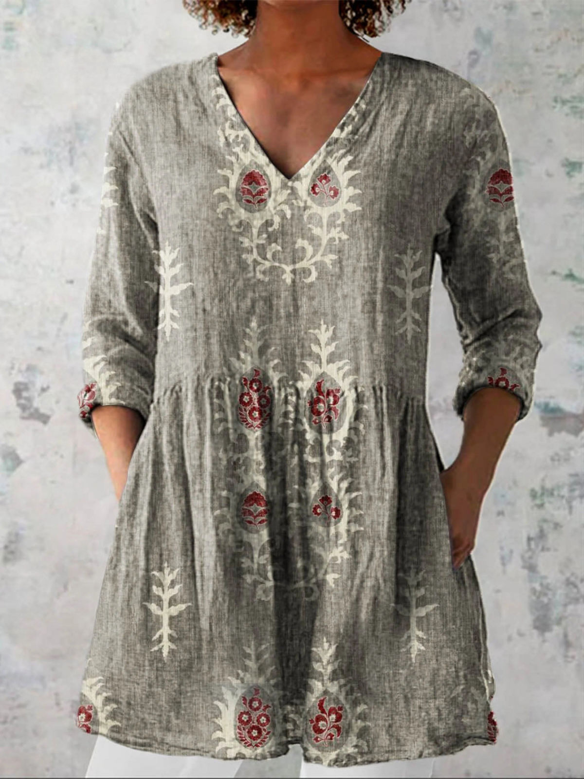 Maeve | Lange V-Ausschnitt Bluse