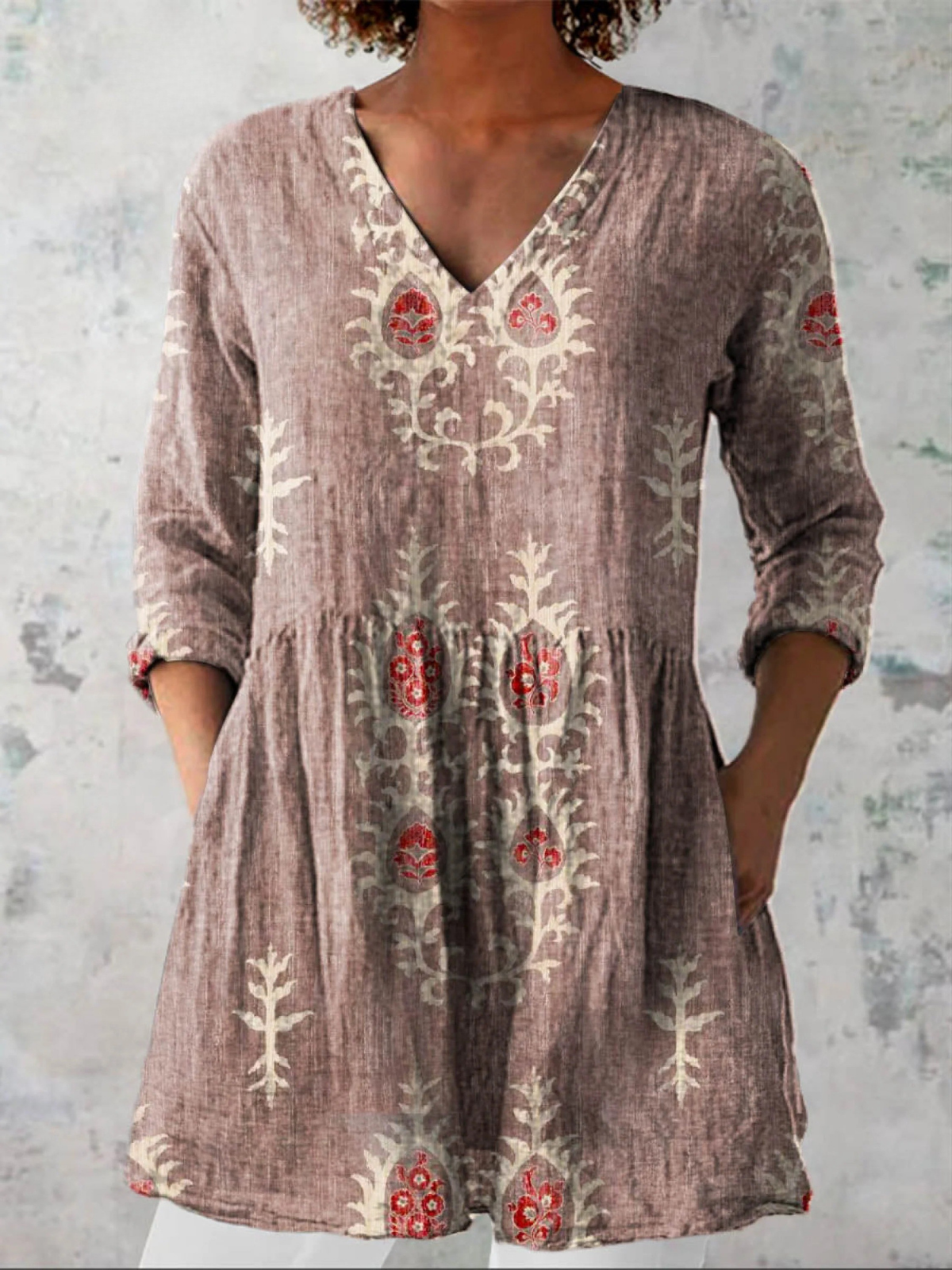 Maeve | Lange V-Ausschnitt Bluse