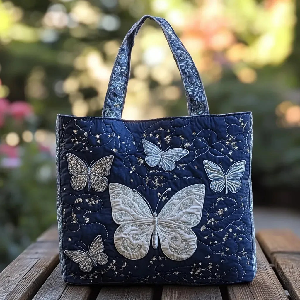 Gesteppte Tasche Silberner Schmetterling