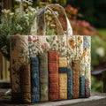Gesteppte Tasche Bücher und Blumen