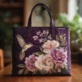 Gesteppte Tasche Lila mit Kolibris und Orchideen