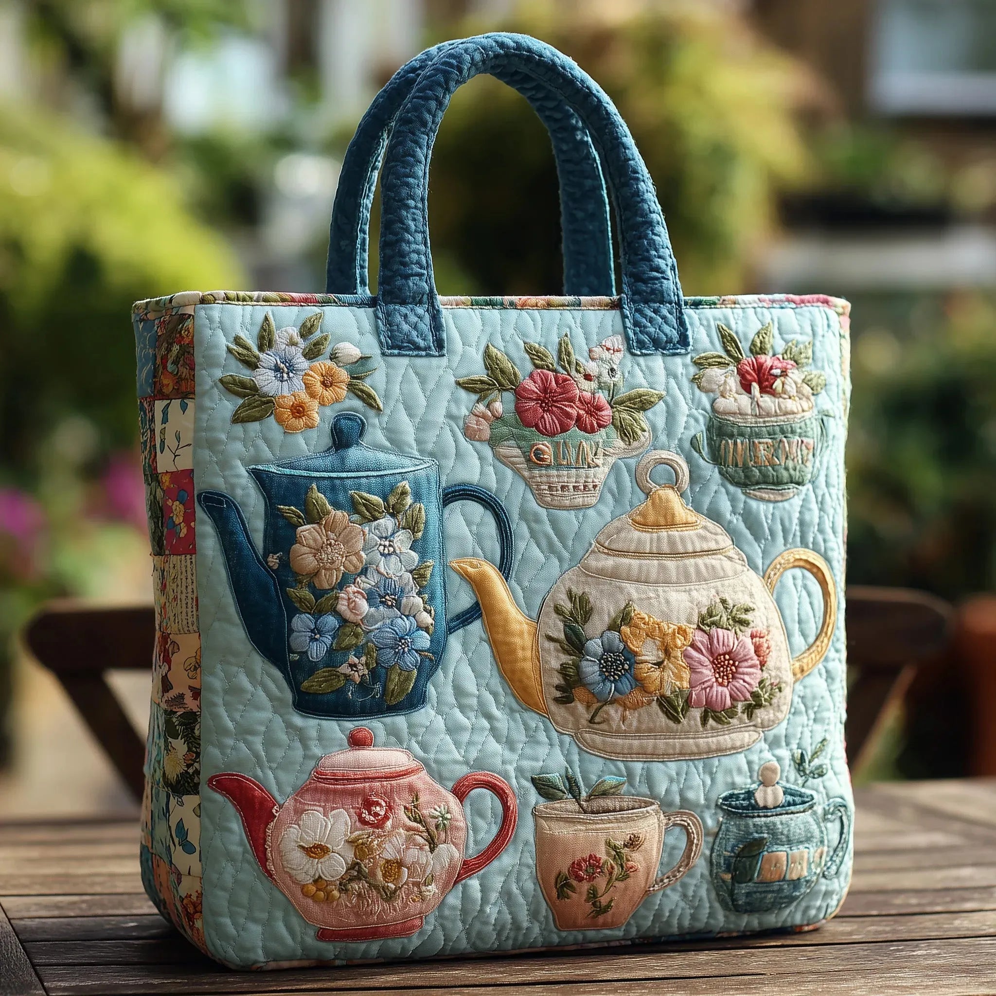 Gesteppte Tasche Blumenmuster